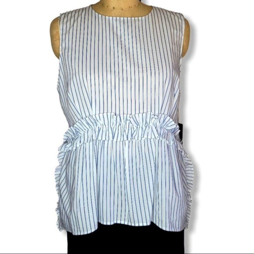 Nordstrom Signature sleeveless ruffle belly blouse